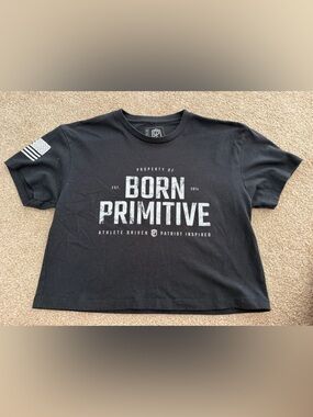 Born Primitive Black Tee with Distressed White Logo
